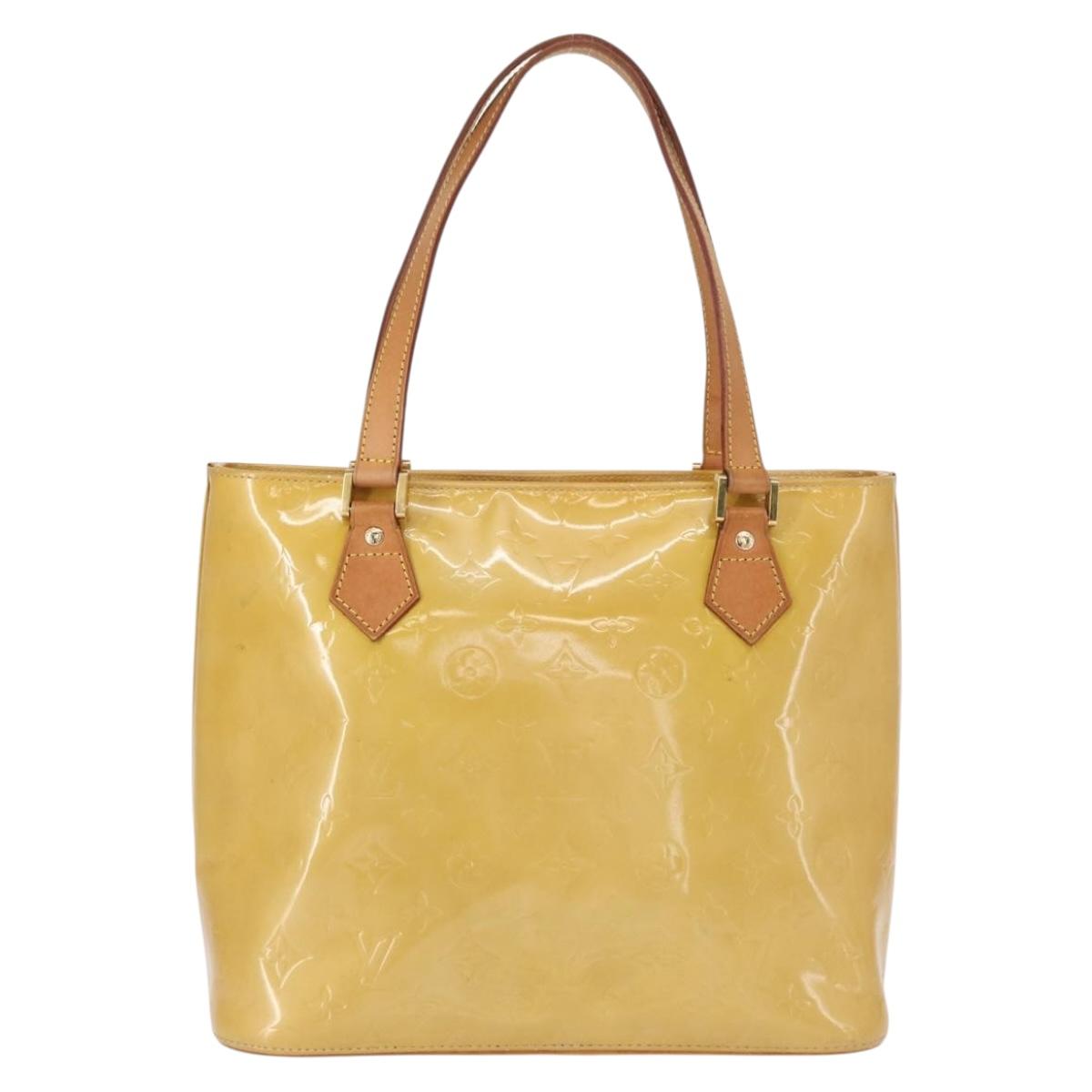 LOUIS VUITTON Monogram Vernis Houston Hand Bag Beige M91004 LV Auth 155016