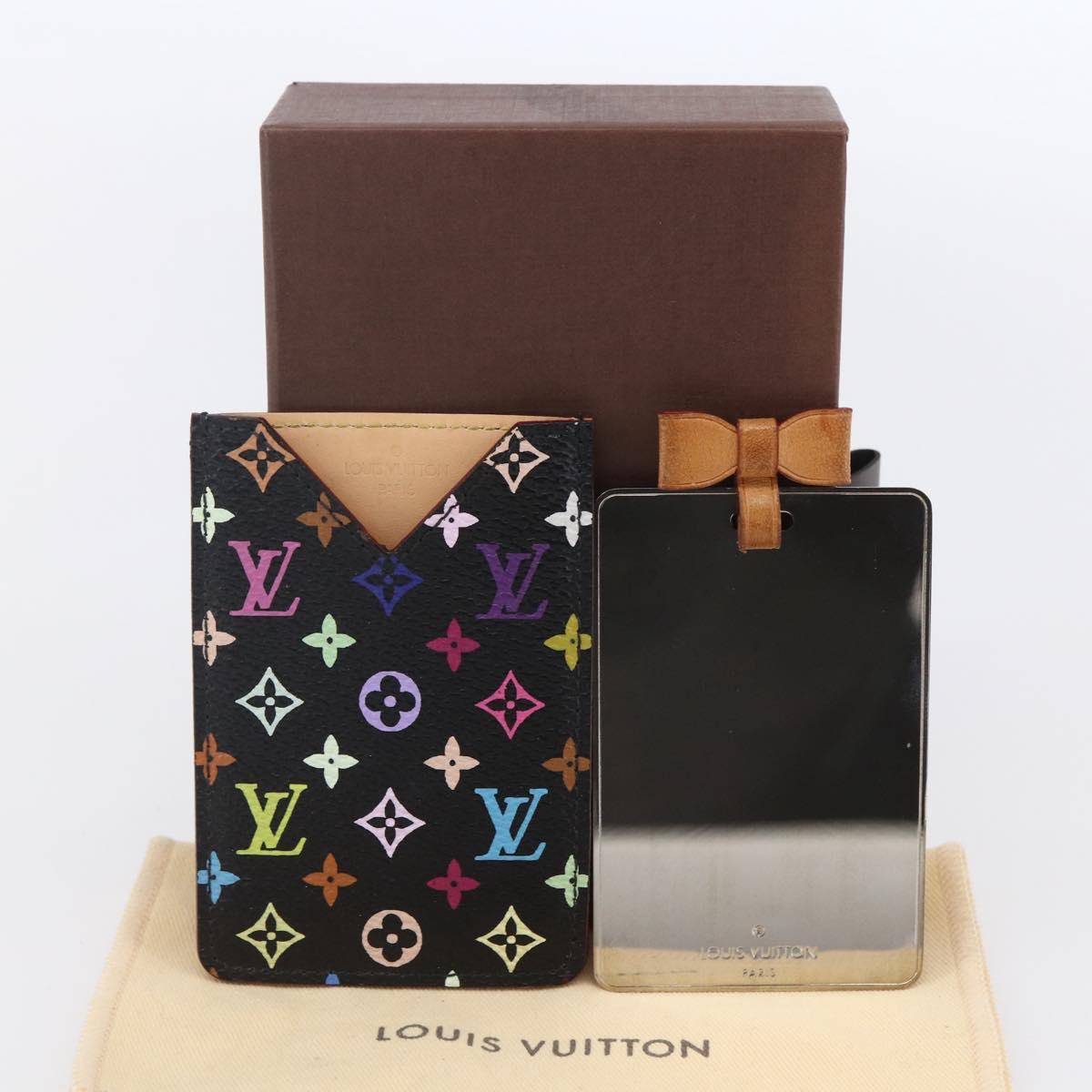 LOUIS VUITTON Monogram Multicolor Etui Mirror Black M92650 LV Auth 155053