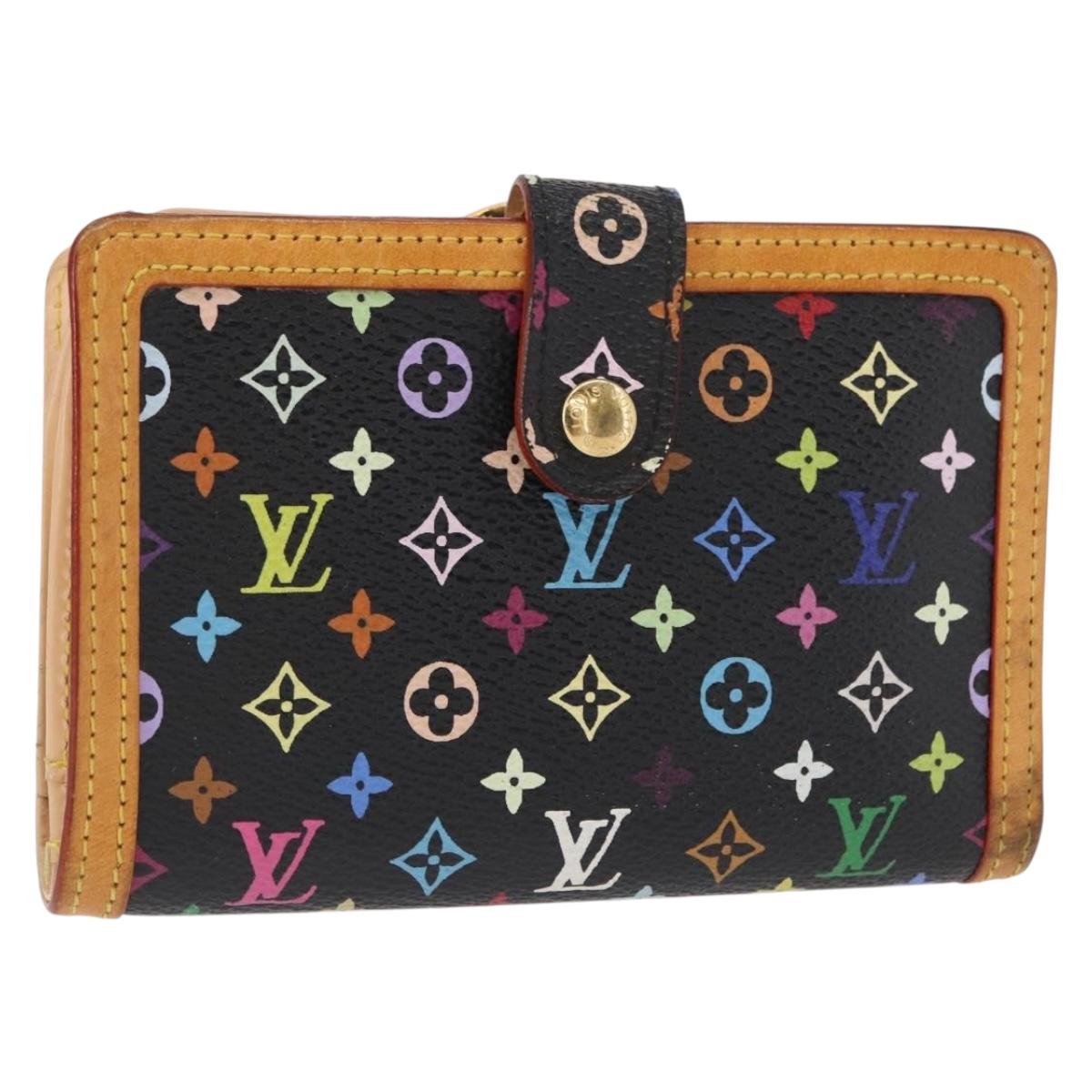 LOUIS VUITTON Multicolor Portefeuille Viennois Wallet Black M92988 Auth 155054