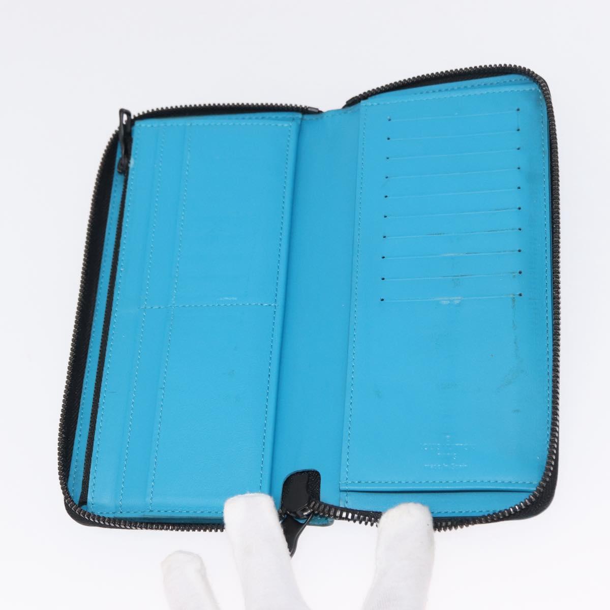 LOUIS VUITTON Monogram Taurillon Zippy Wallet Vertical Blue M69048 Auth 155055