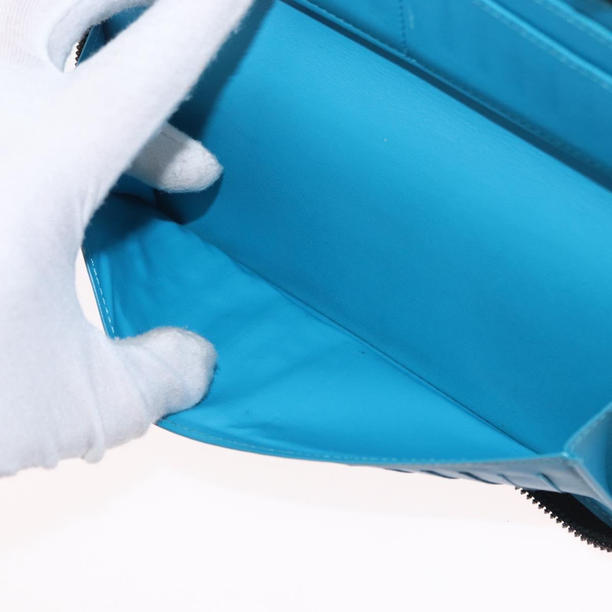 LOUIS VUITTON Monogram Taurillon Zippy Wallet Vertical Blue M69048 Auth 155055