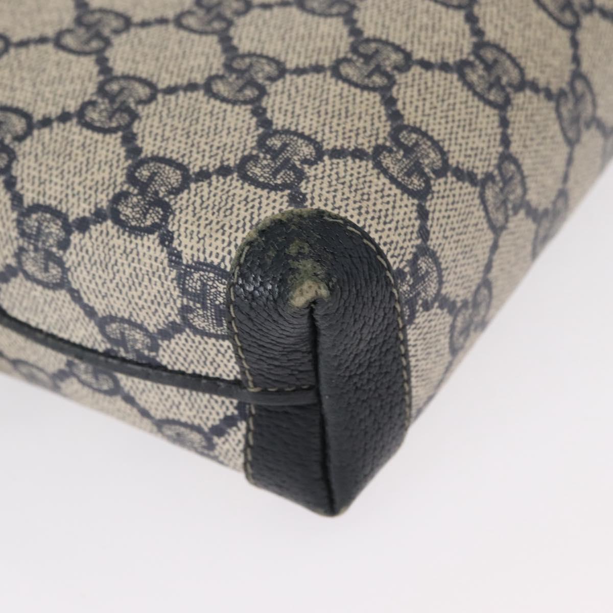 GUCCI GG Supreme Shoulder Bag PVC Leather Navy Gold 007 58 0093 Auth 155057