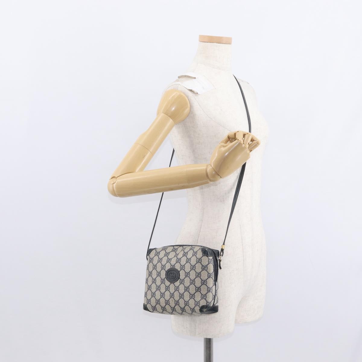 GUCCI GG Supreme Shoulder Bag PVC Leather Navy Gold 007 58 0093 Auth 155057