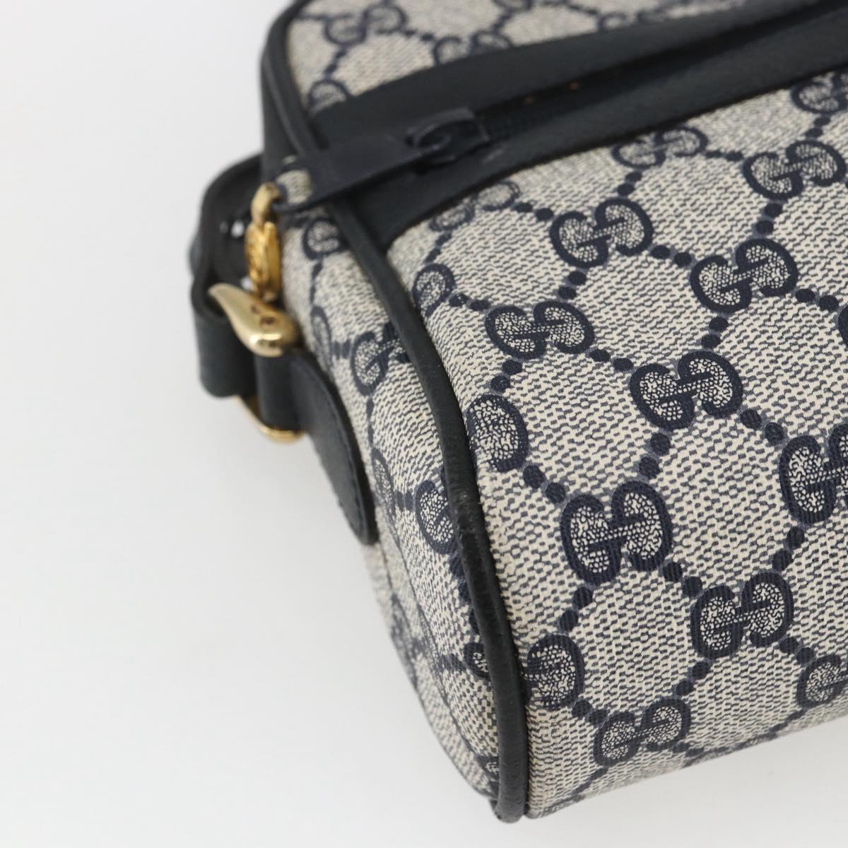 GUCCI GG Supreme Sherry Line Shoulder Bag PVC Navy Gold 010 378 Auth 155058