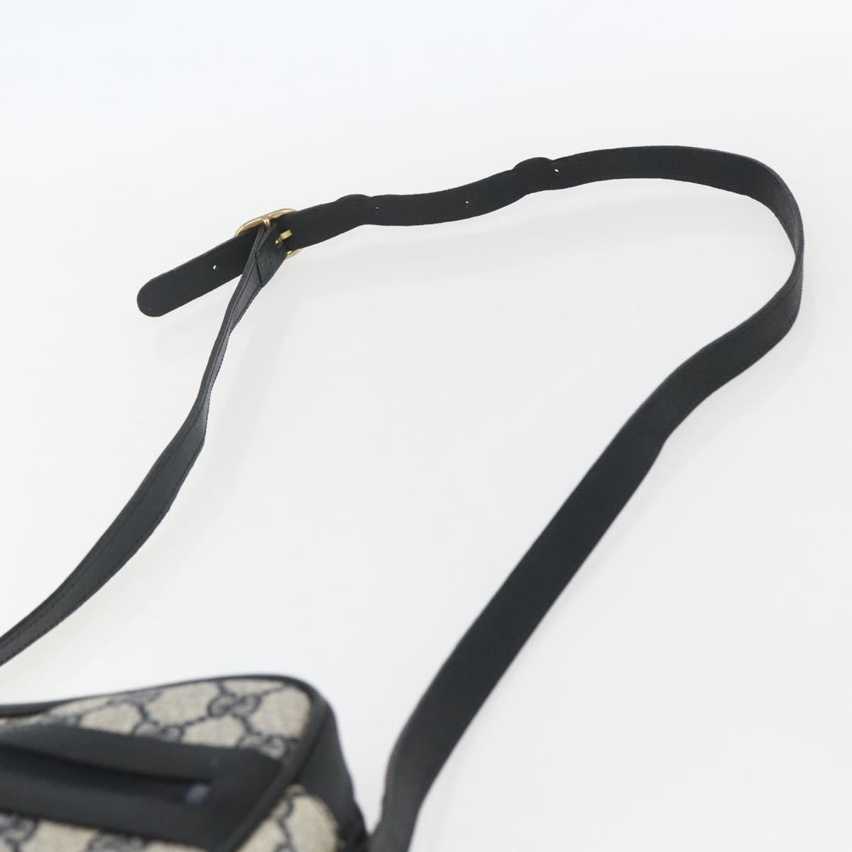 GUCCI GG Supreme Sherry Line Shoulder Bag PVC Navy Gold 010 378 Auth 155058