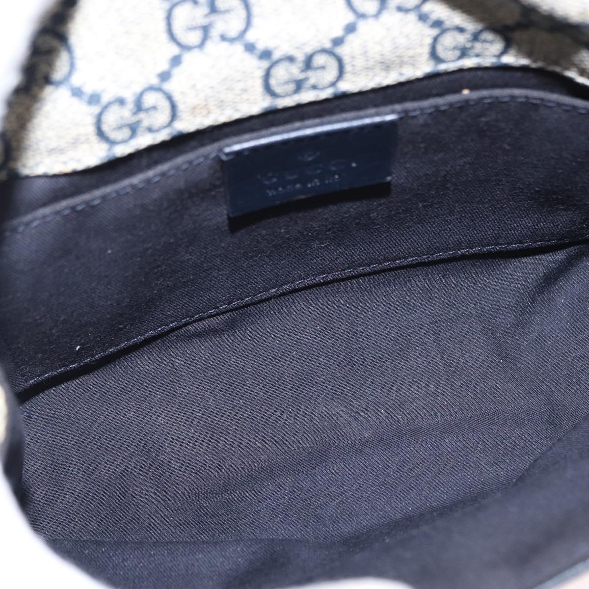 GUCCI GG Supreme Sherry Line Waist Bag PVC Navy Silver 152597 Auth 155059