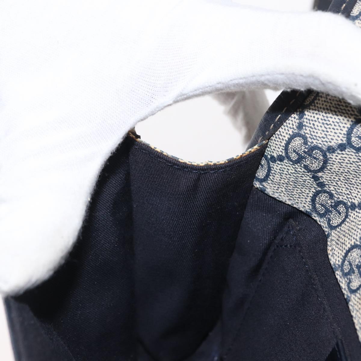 GUCCI GG Supreme Sherry Line Waist Bag PVC Navy Silver 152597 Auth 155059