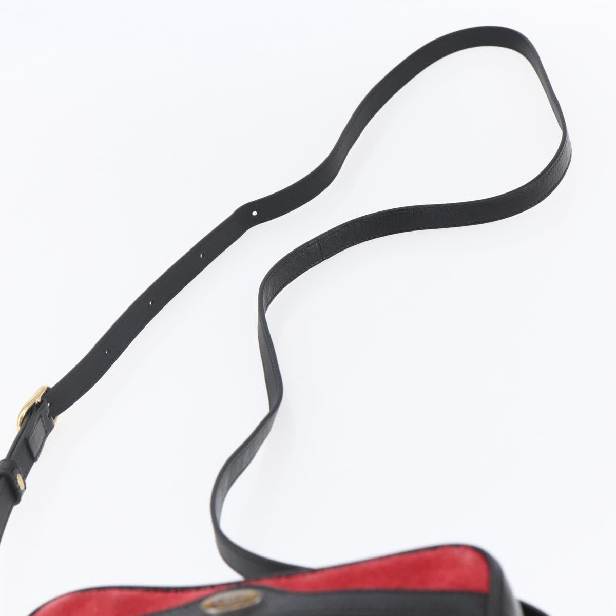 GUCCI Sherry Line Shoulder Bag Suede Leather Black Red 517350 Auth 155060