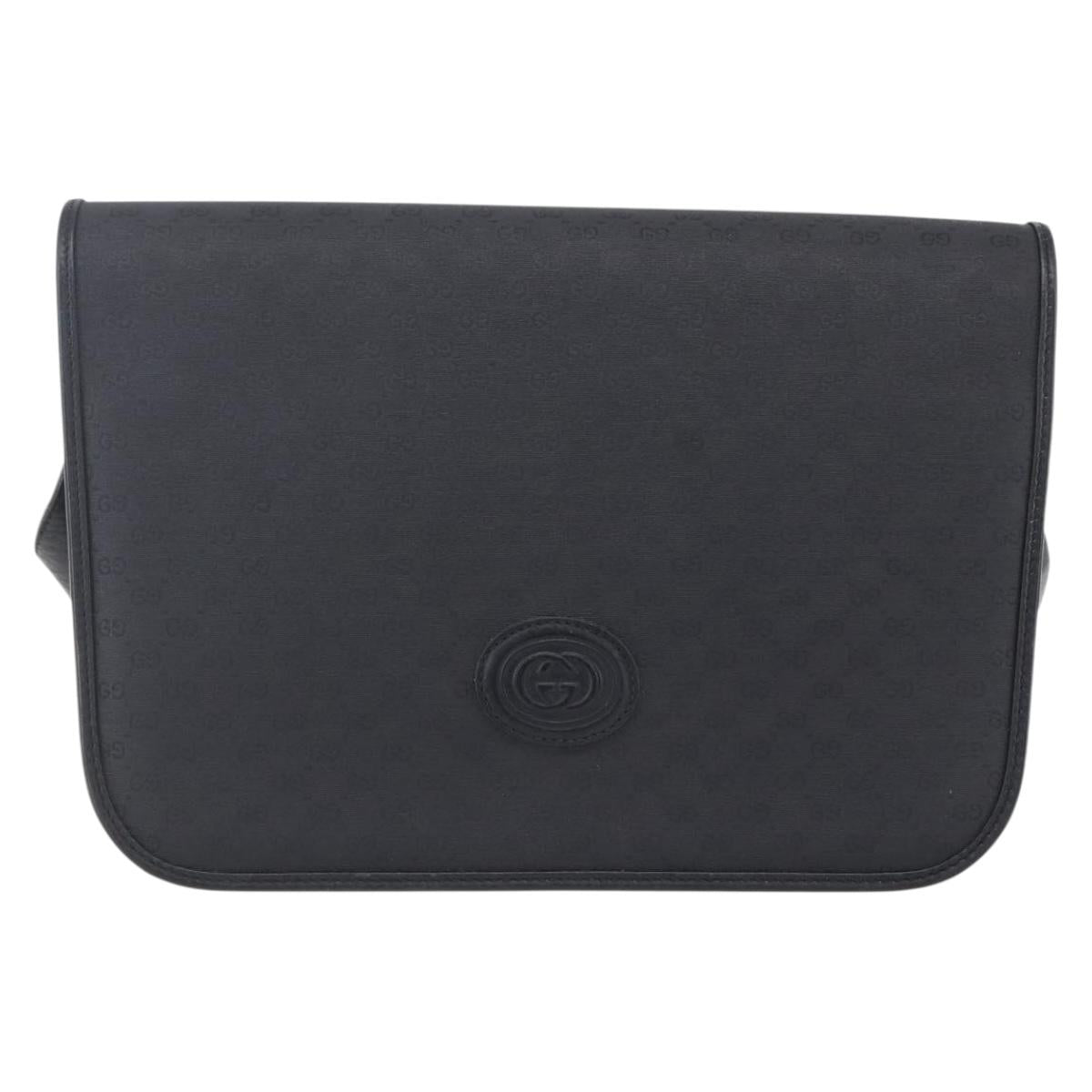 GUCCI Micro GG Canvas Shoulder Bag Black Gold 001 904 0915 Auth 155061