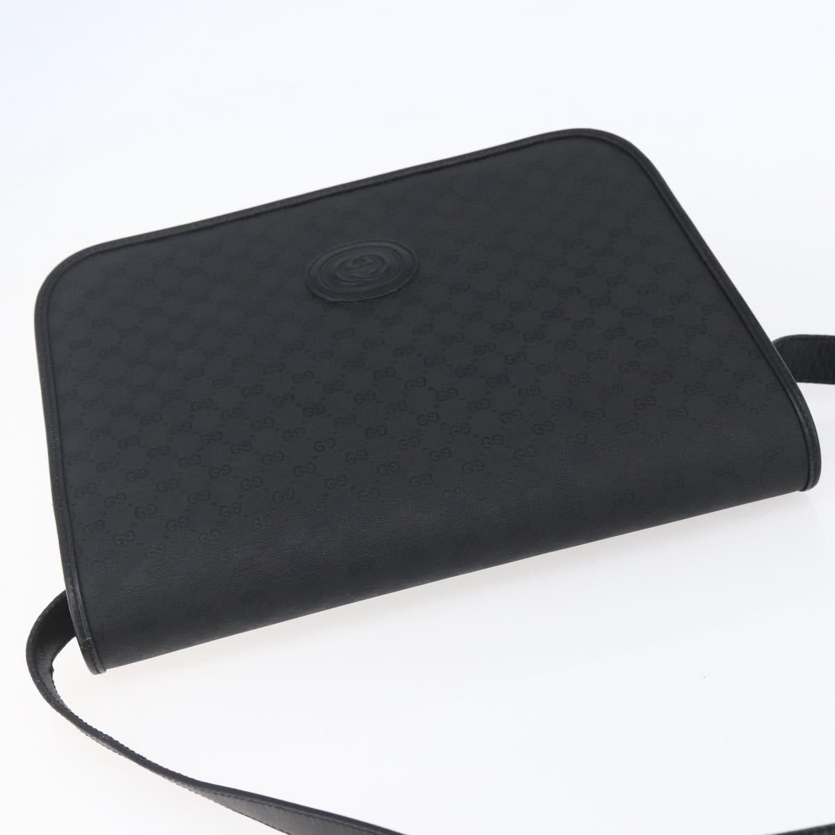 GUCCI Micro GG Canvas Shoulder Bag Black Gold 001 904 0915 Auth 155061