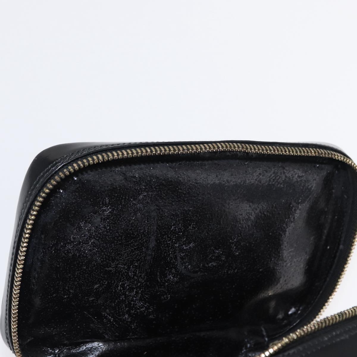GUCCI Bamboo Vanity Pouch Enamel Black Gold 032 1956 0151 Auth 155062