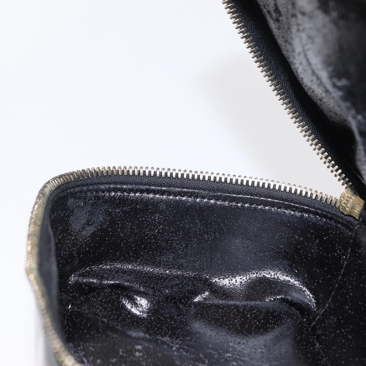 GUCCI Bamboo Vanity Pouch Enamel Black Gold 032 1956 0151 Auth 155062