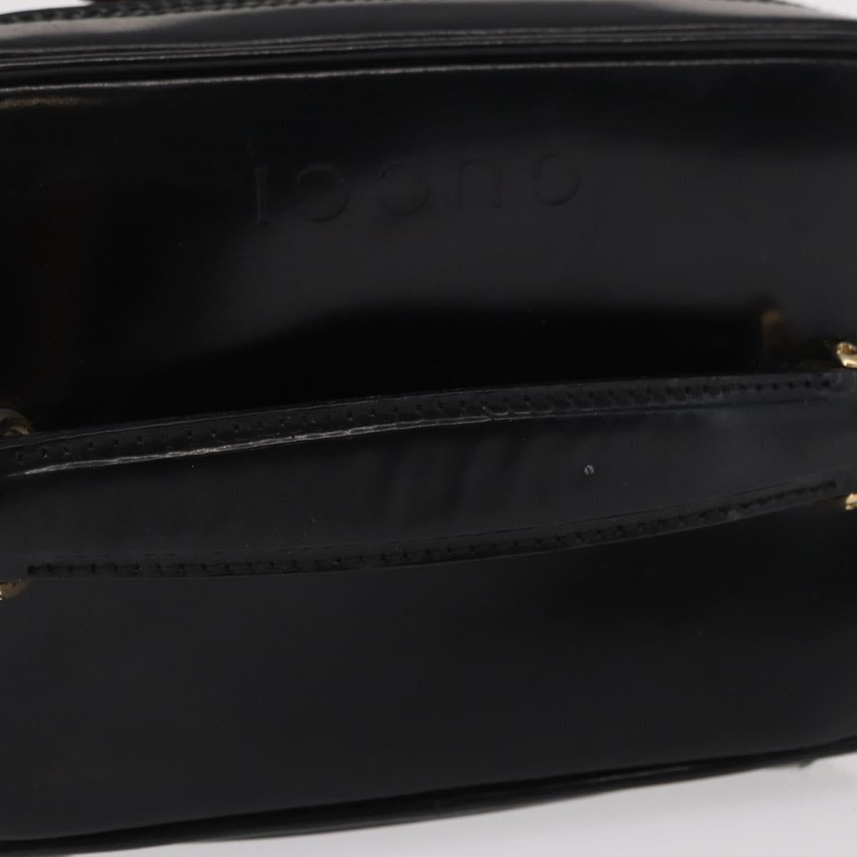 GUCCI Bamboo Vanity Pouch Enamel Black Gold 032 1956 0151 Auth 155062