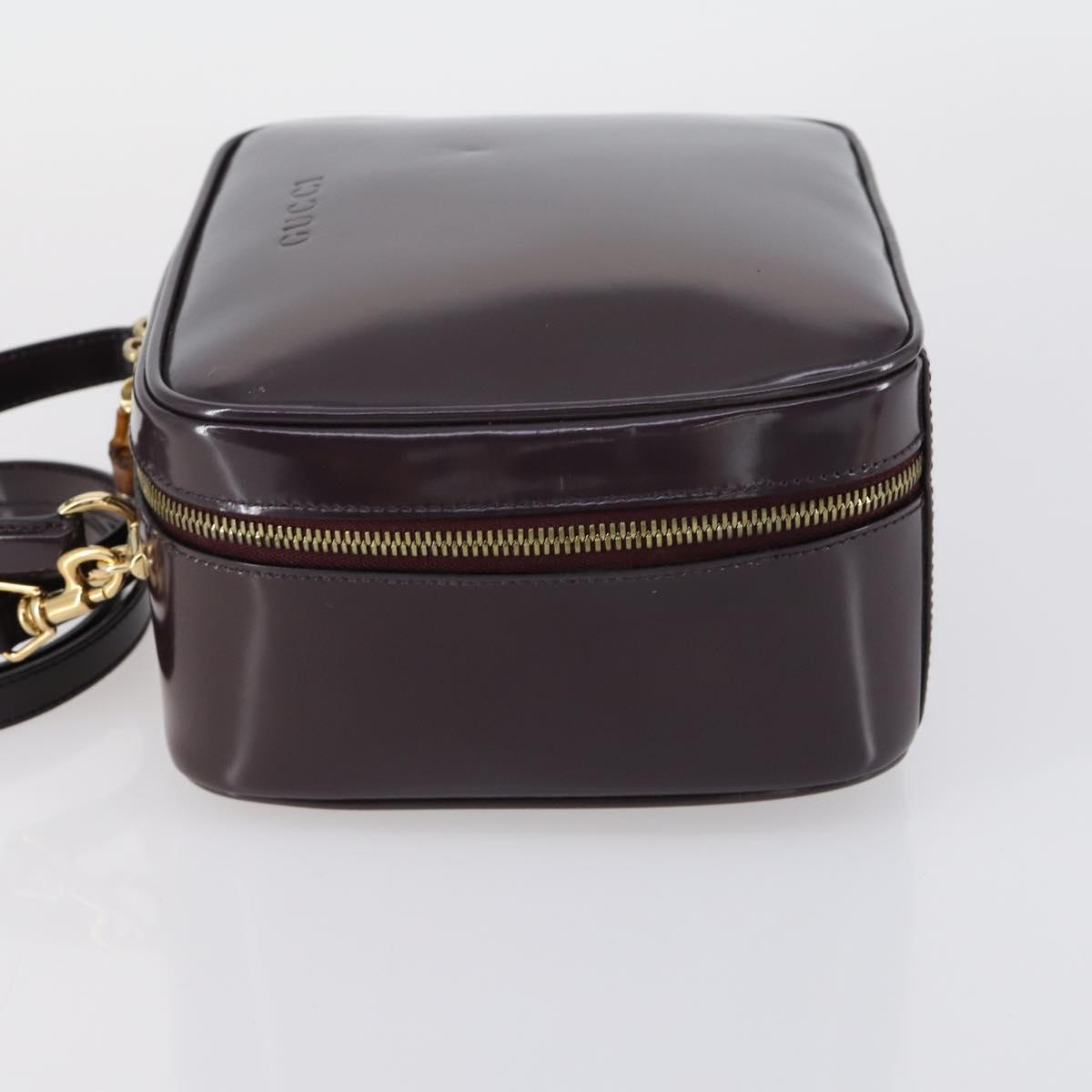GUCCI Bamboo Hand Bag Enamel 2way Purple Gold 000 270 0323 Auth 155063
