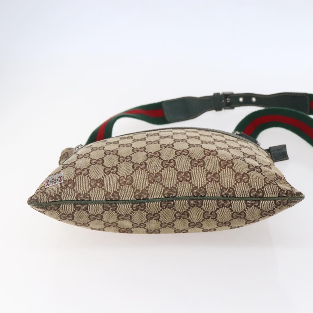 GUCCI GG Canvas Web Sherry Line Shoulder Bag Beige Red Green 145809 Auth 155064