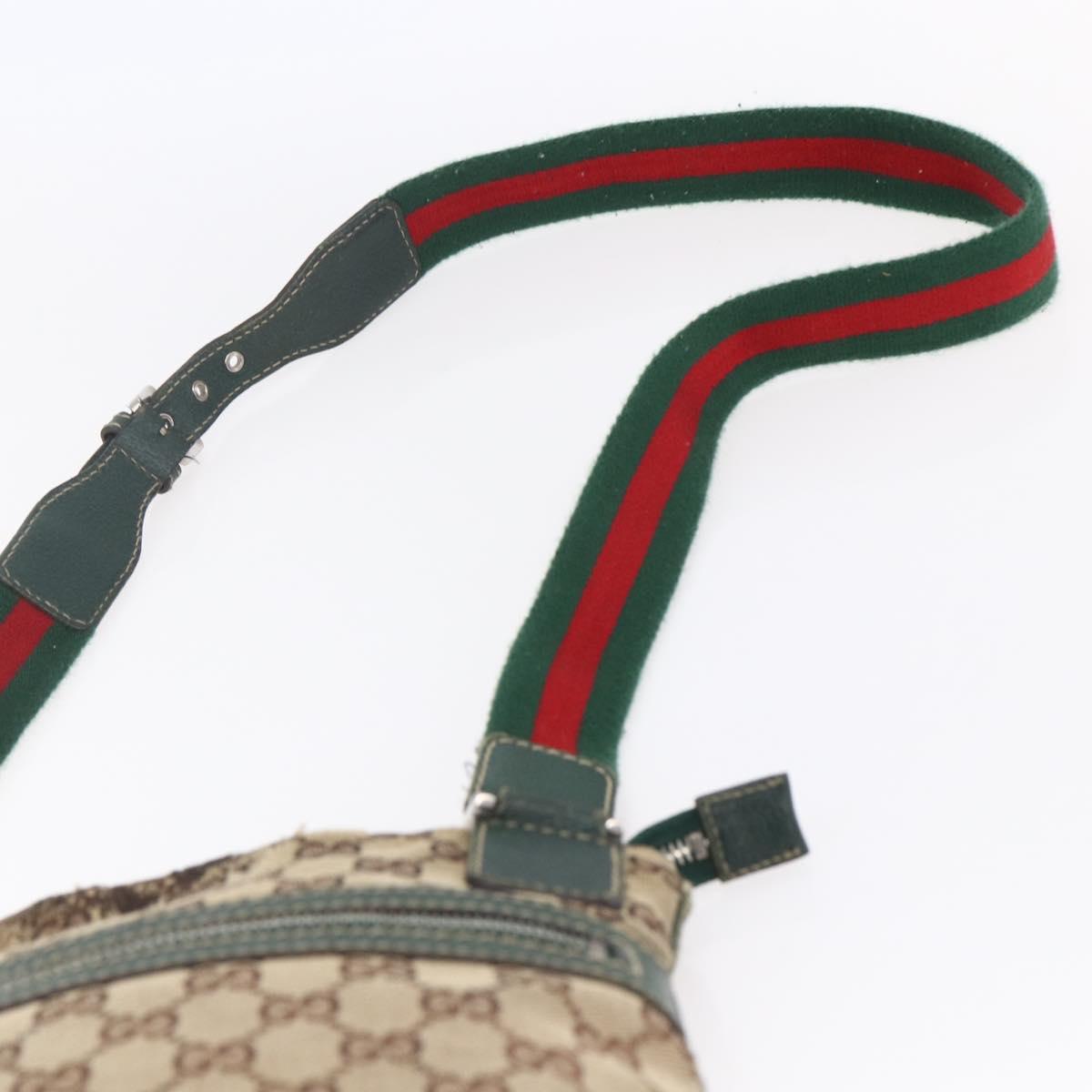 GUCCI GG Canvas Web Sherry Line Shoulder Bag Beige Red Green 145809 Auth 155064