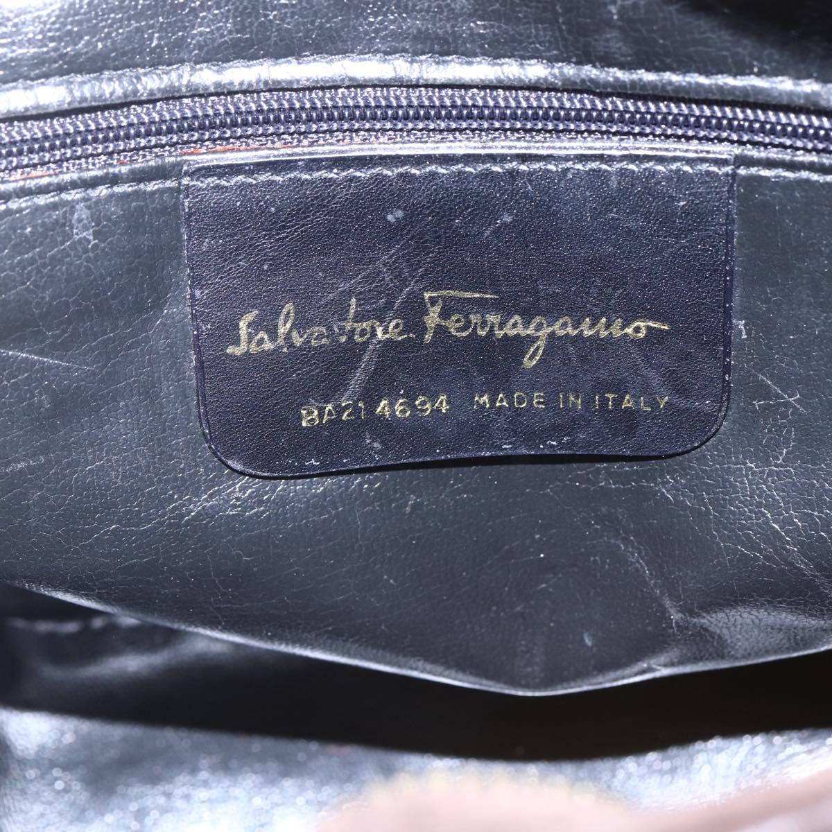 Salvatore Ferragamo Gancini Shoulder Bag Suede Brown Gold Auth 155065