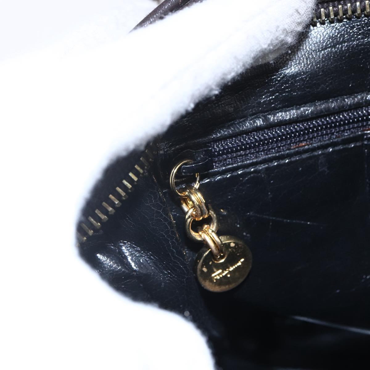 Salvatore Ferragamo Gancini Shoulder Bag Suede Brown Gold Auth 155065