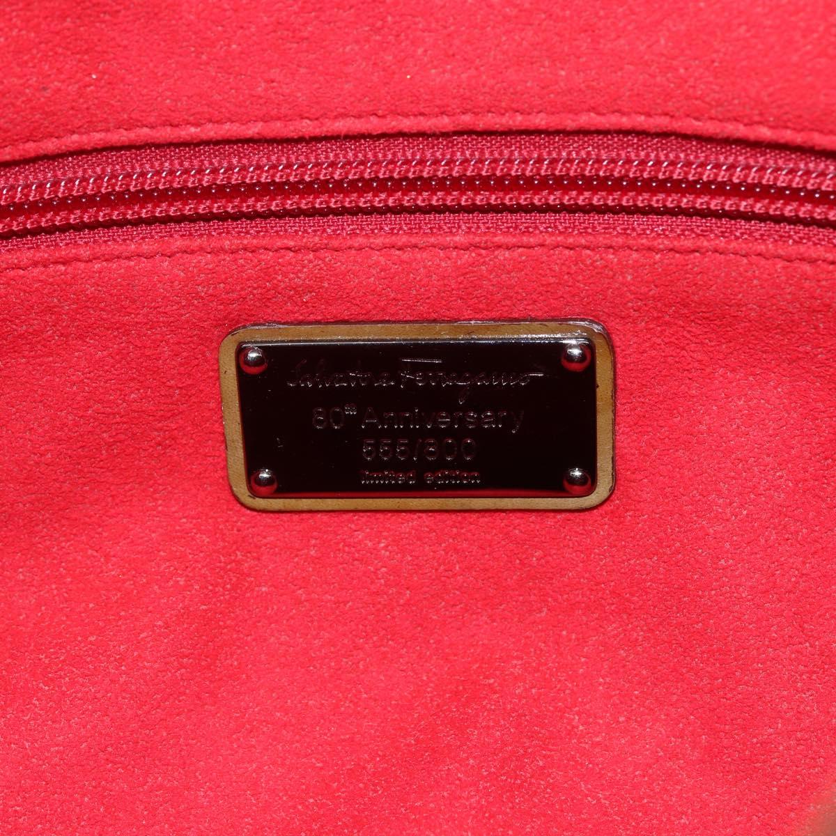 Salvatore Ferragamo Gancini Shoulder Bag Enamel Brown Silver Auth 155066