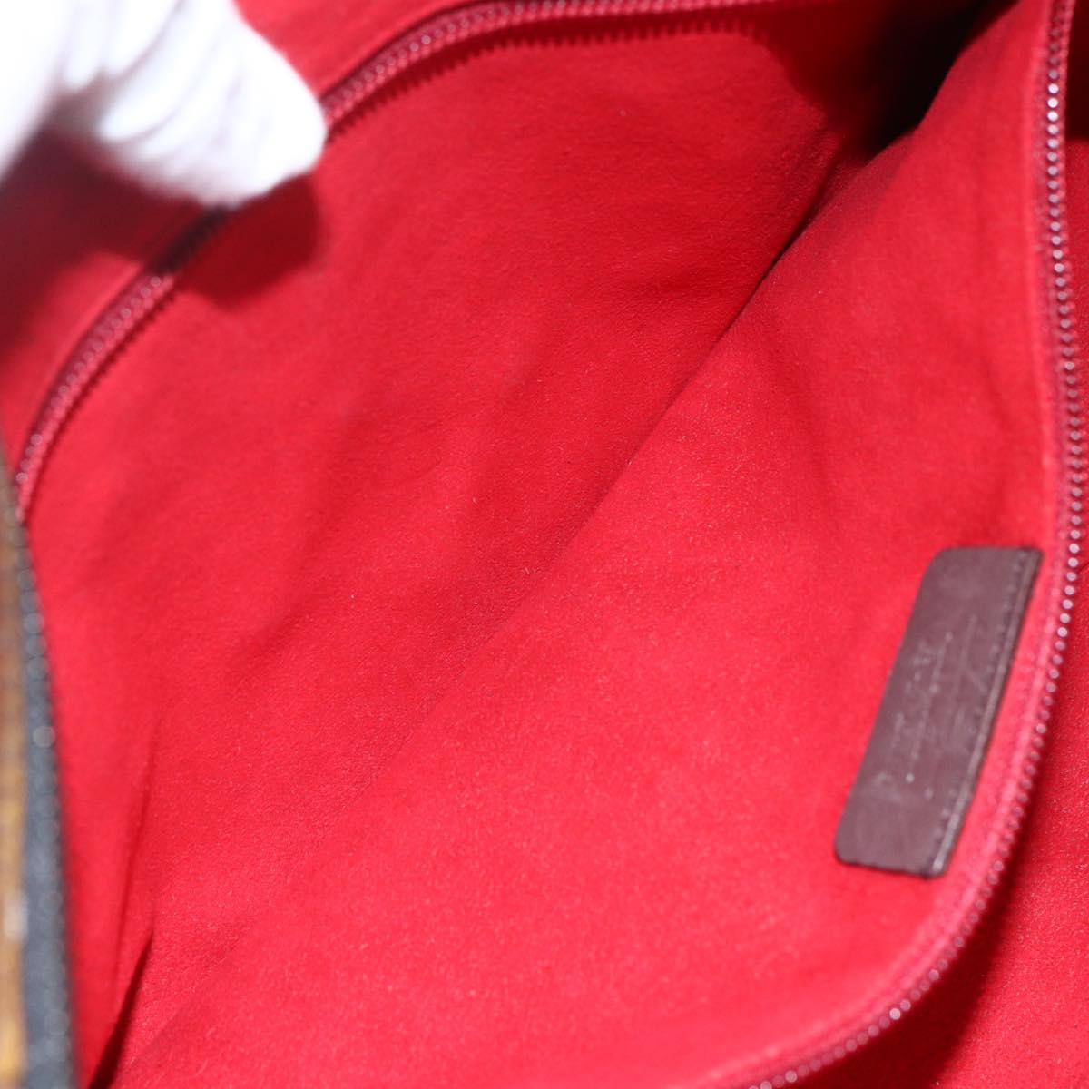 Salvatore Ferragamo Gancini Shoulder Bag Enamel Brown Silver Auth 155066