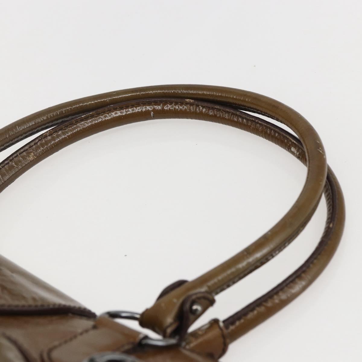 Salvatore Ferragamo Gancini Shoulder Bag Enamel Brown Silver Auth 155066