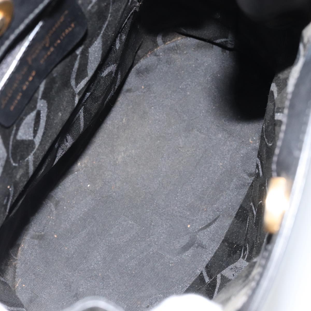 Salvatore Ferragamo Gancini Shoulder Bag Leather Black Gold Auth 155067