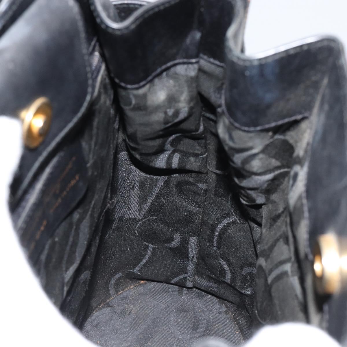 Salvatore Ferragamo Gancini Shoulder Bag Leather Black Gold Auth 155067