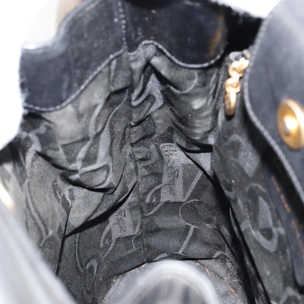 Salvatore Ferragamo Gancini Shoulder Bag Leather Black Gold Auth 155067