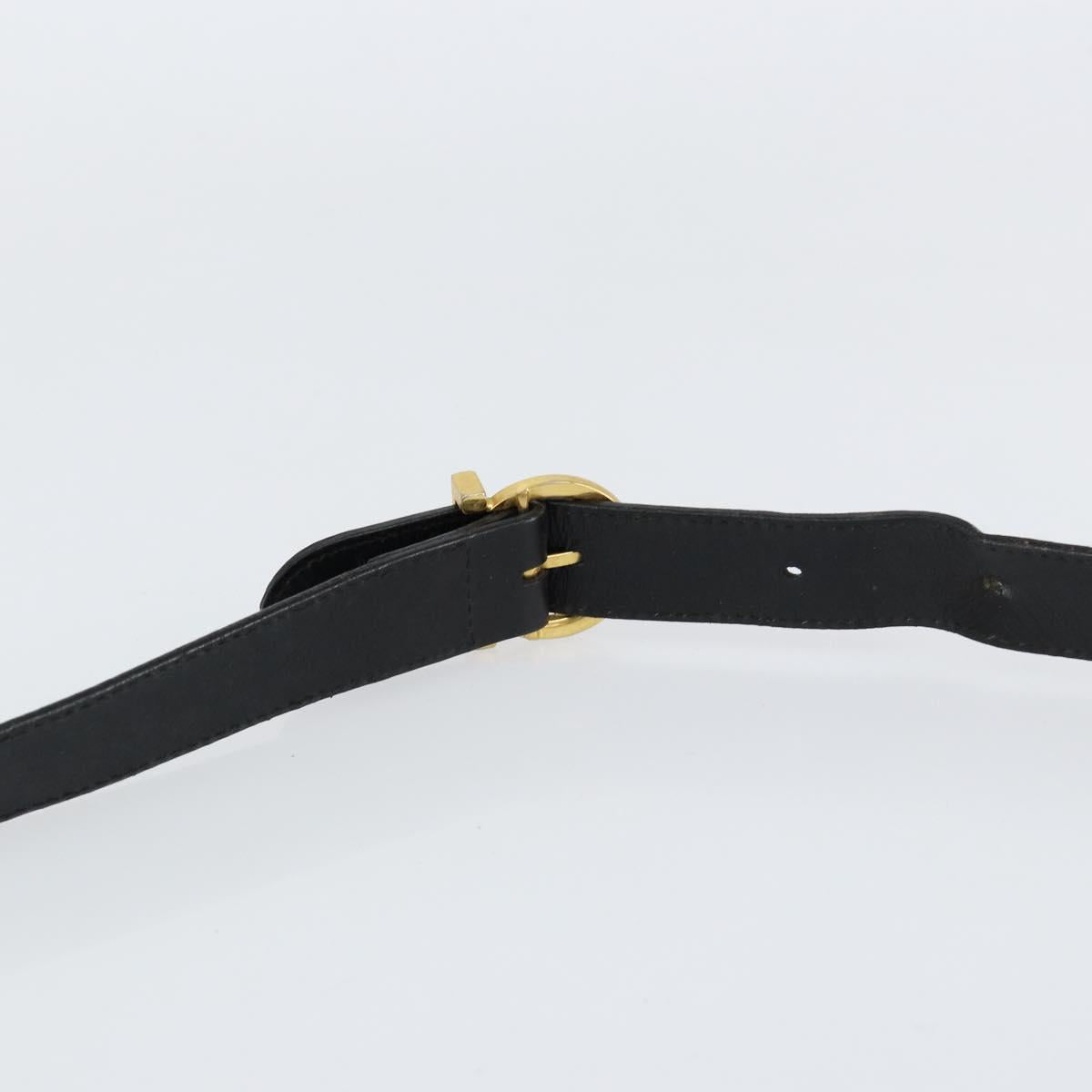 Salvatore Ferragamo Gancini Shoulder Bag Leather Black Gold Auth 155067