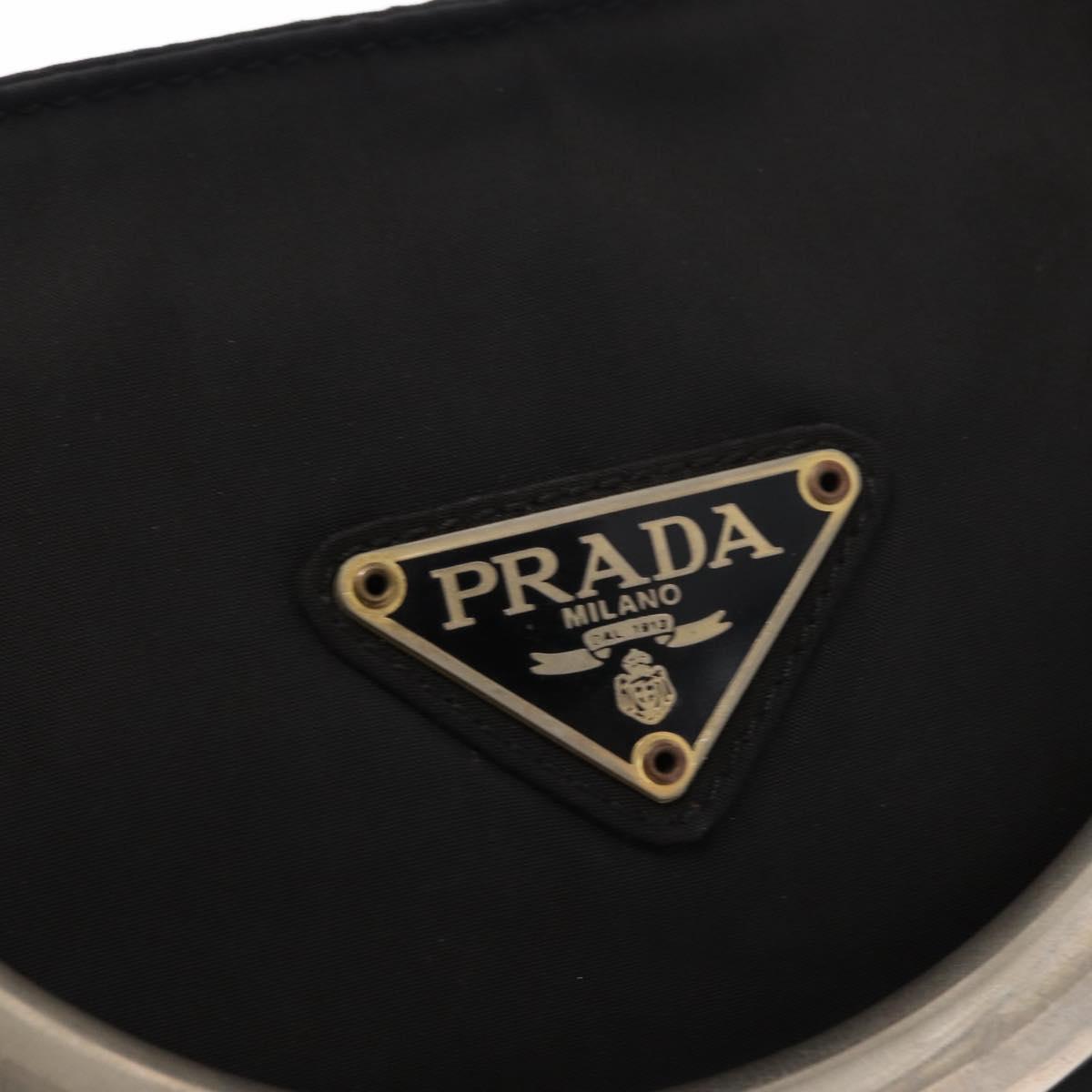 PRADA Hand Bag Nylon Metal Black Gold Auth 155069