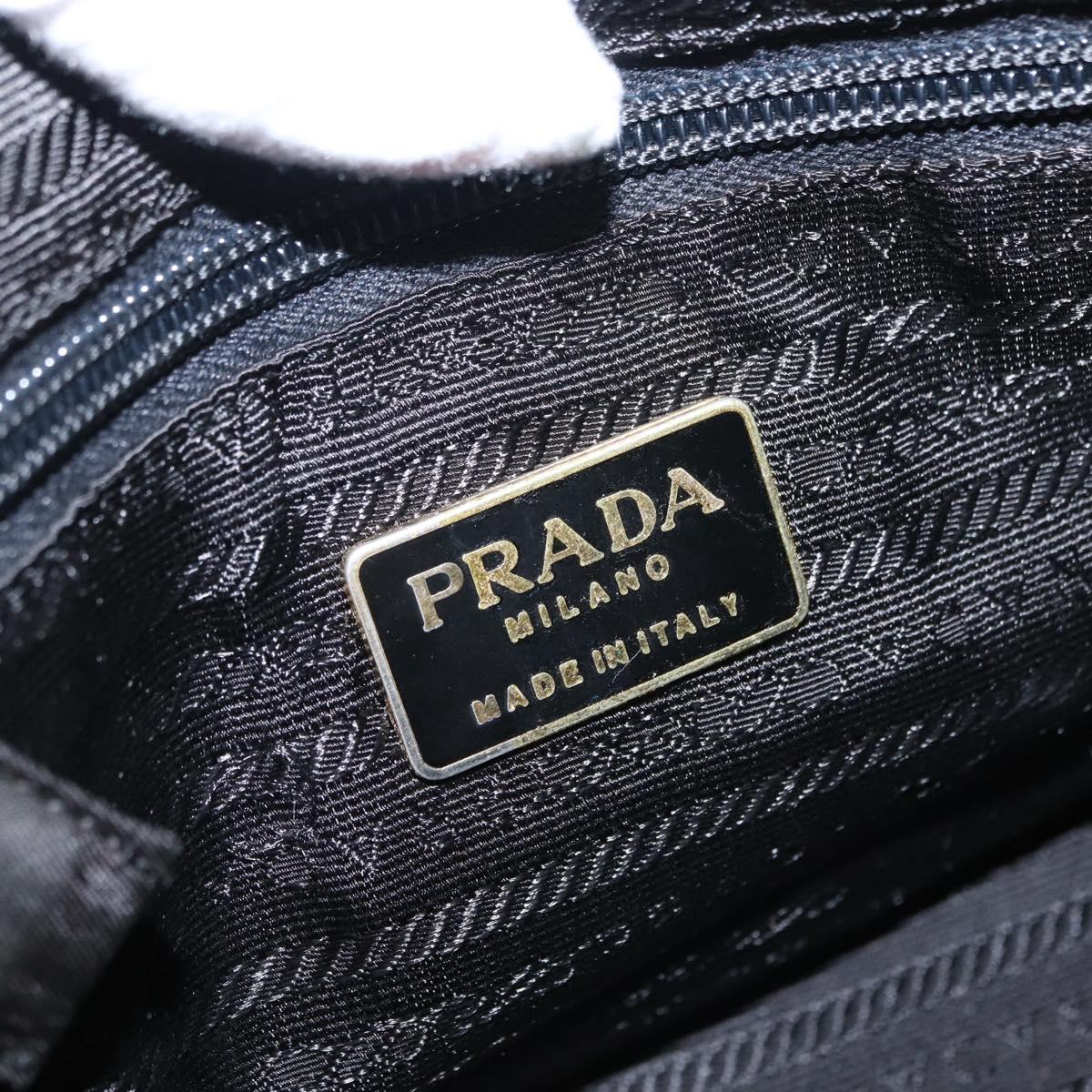 PRADA Hand Bag Nylon Metal Black Gold Auth 155069