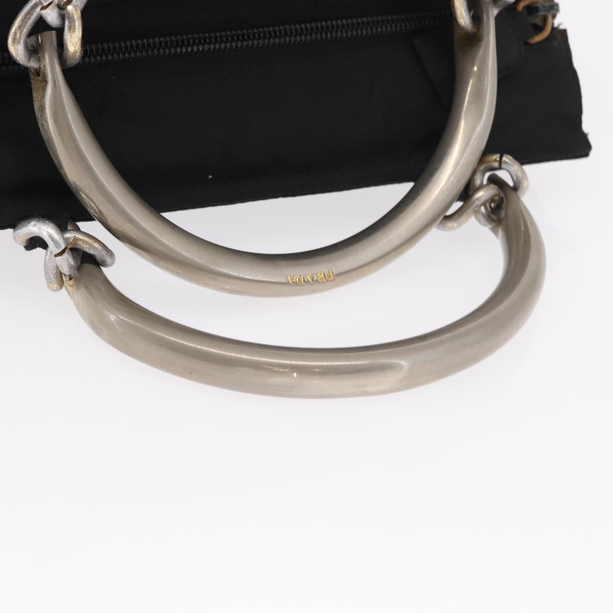 PRADA Hand Bag Nylon Metal Black Gold Auth 155069