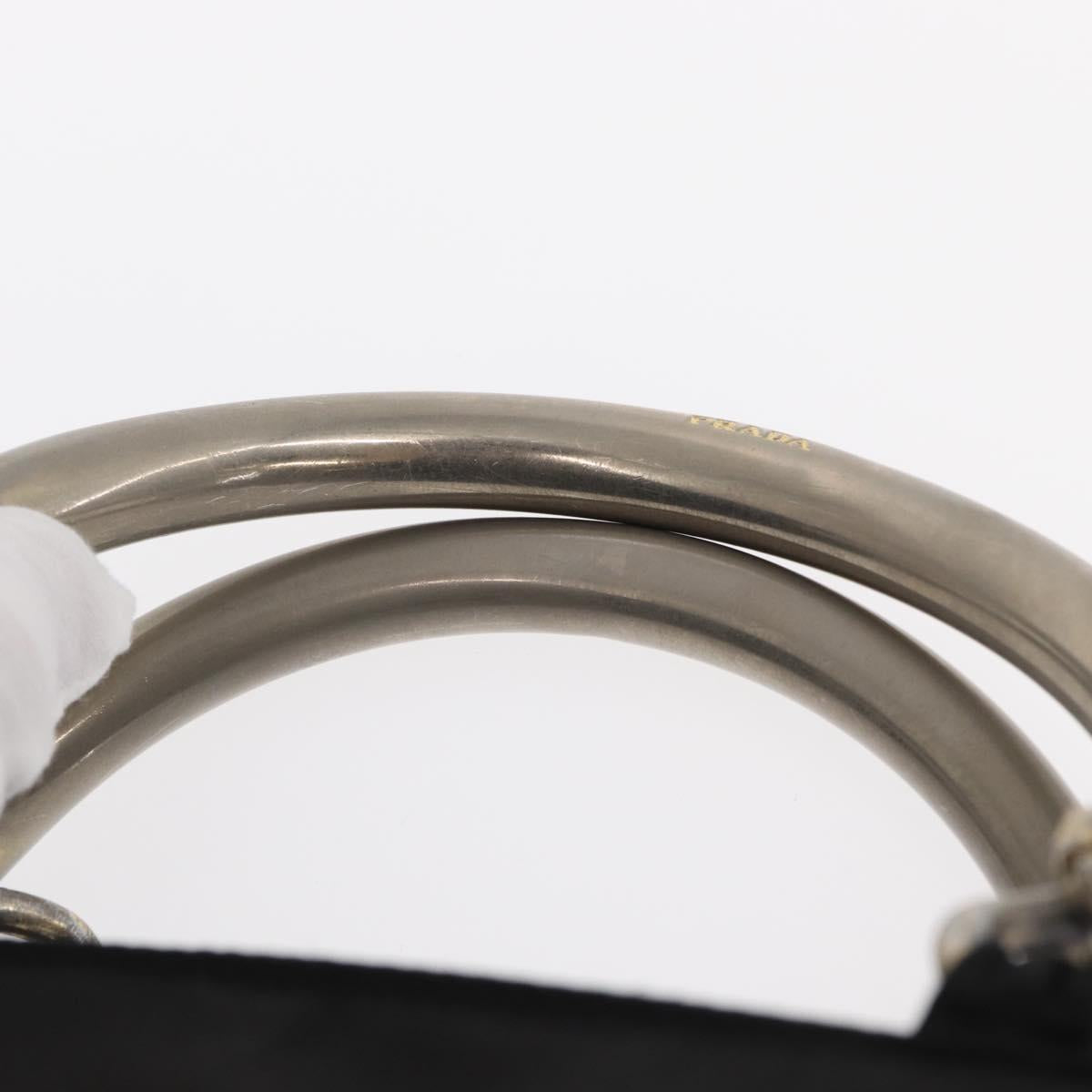 PRADA Hand Bag Nylon Metal Black Gold Auth 155069