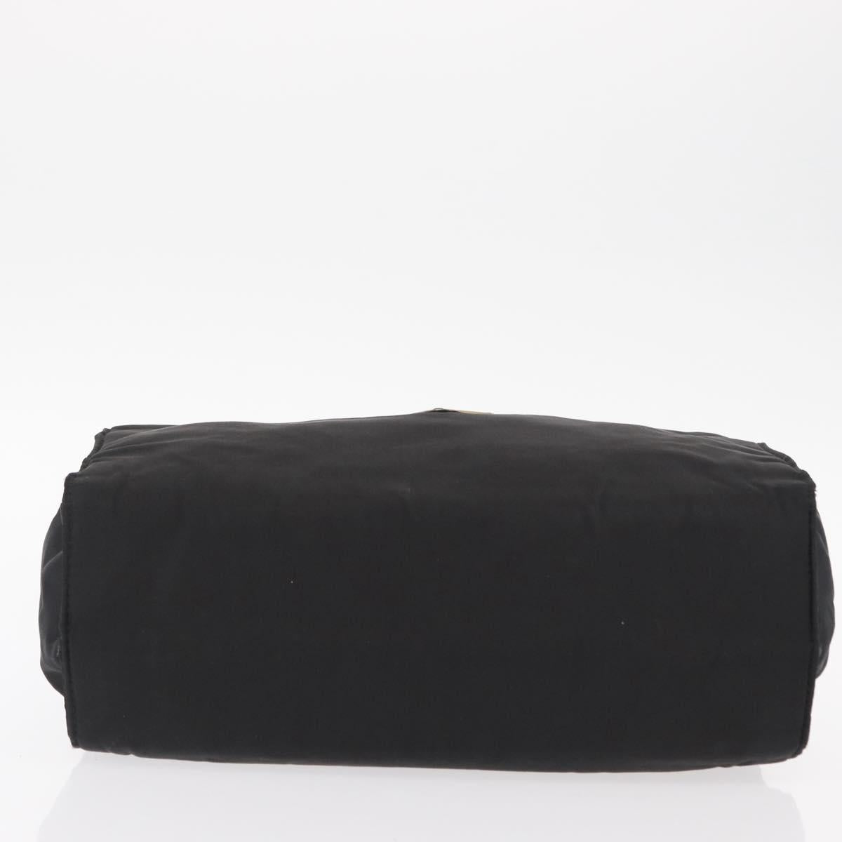 PRADA Hand Bag Nylon Metal Black Gold Auth 155069