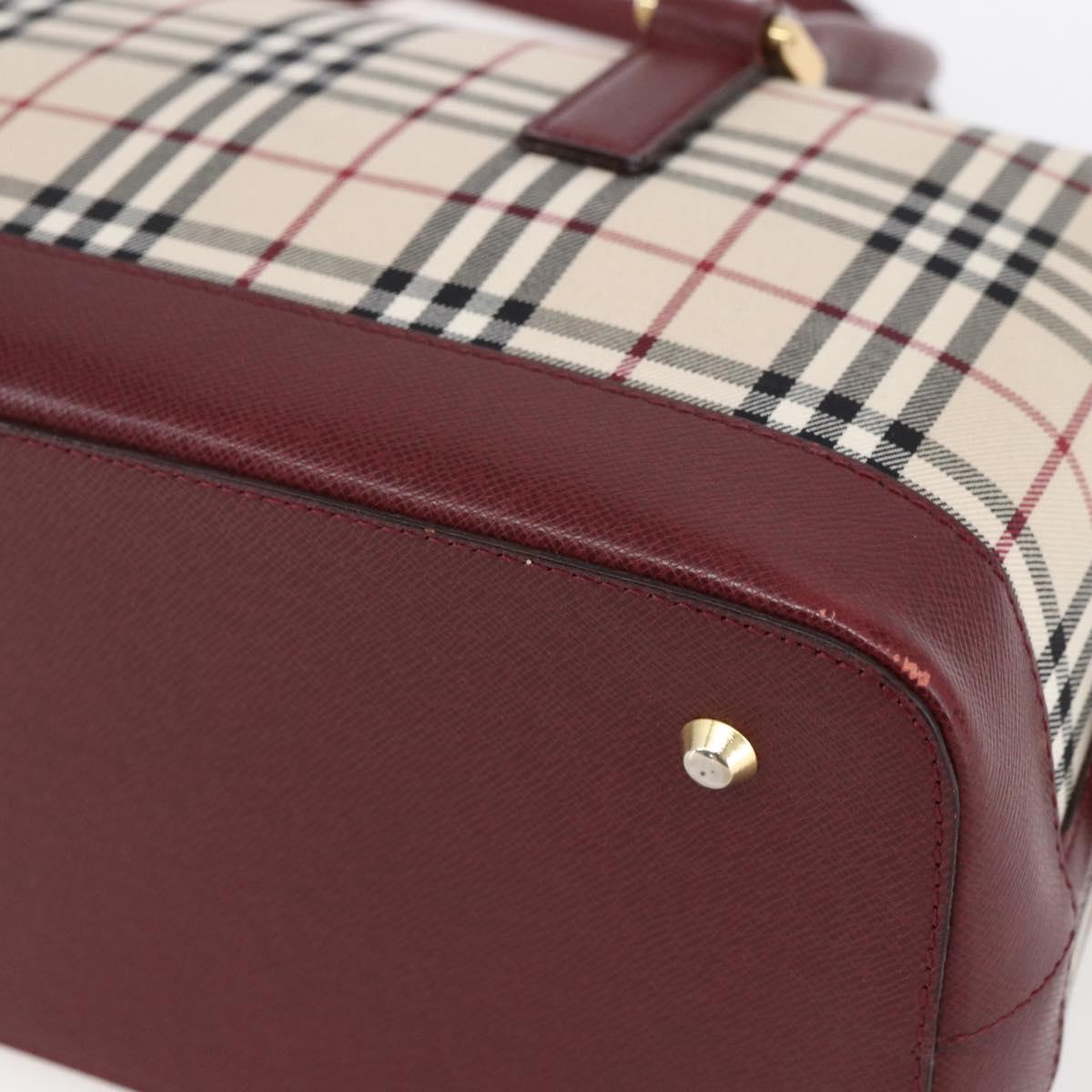 BURBERRY Nova Check Hand Bag Canvas Leather Beige Gold Auth 155070