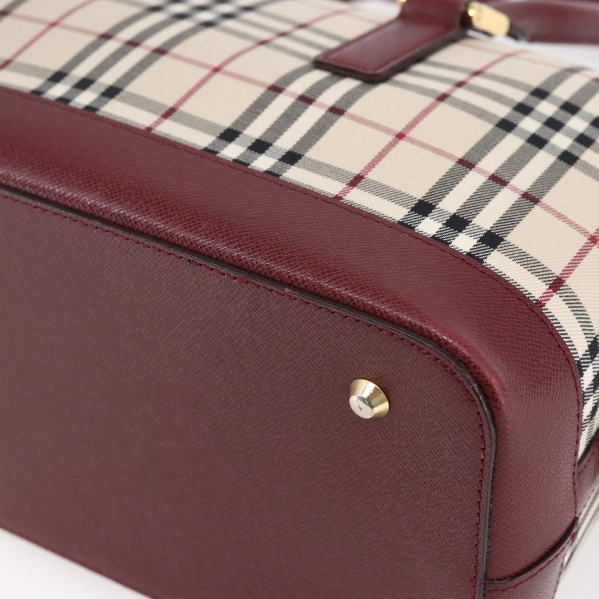 BURBERRY Nova Check Hand Bag Canvas Leather Beige Gold Auth 155070