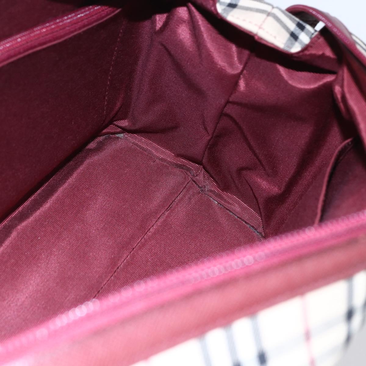 BURBERRY Nova Check Hand Bag Canvas Leather Beige Gold Auth 155070