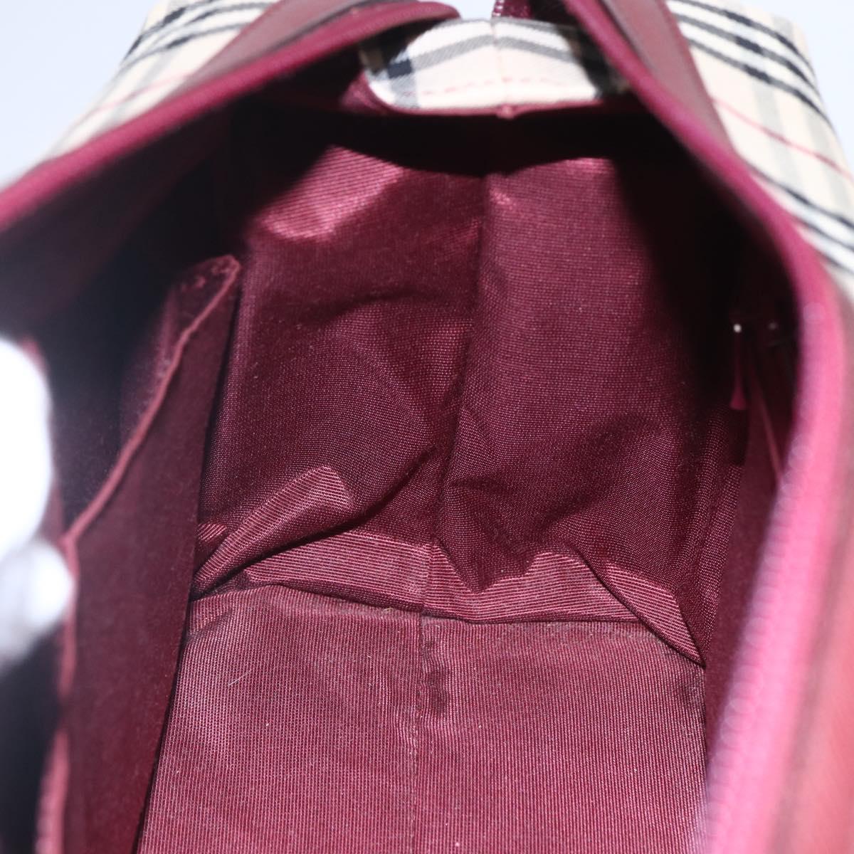 BURBERRY Nova Check Hand Bag Canvas Leather Beige Gold Auth 155070