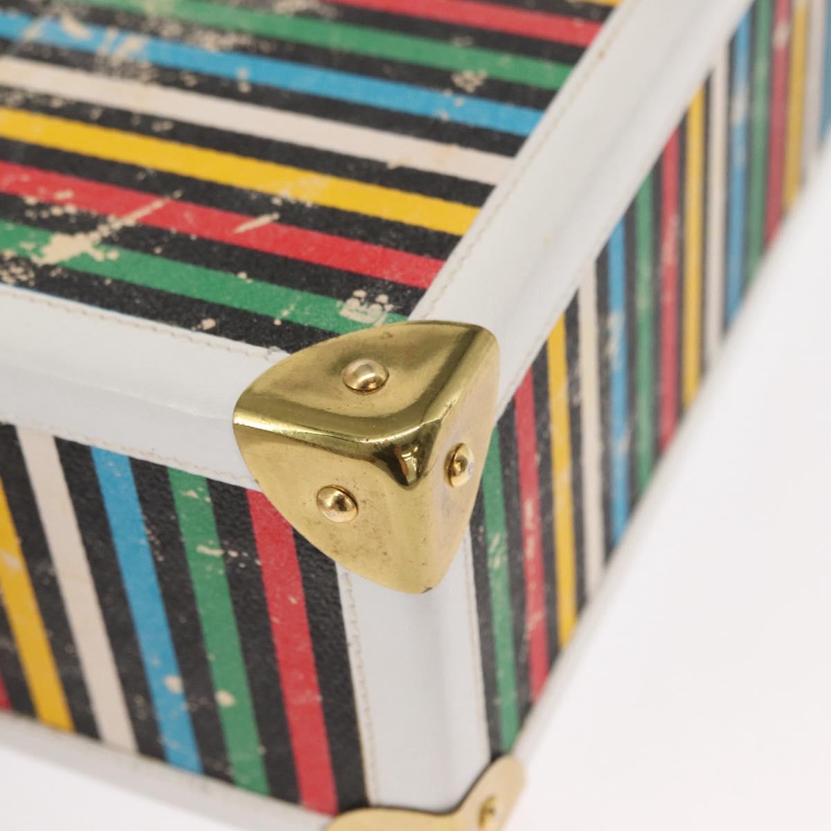 FENDI Vanity Hand Bag Leather 2way Multicolor Gold Auth 155071