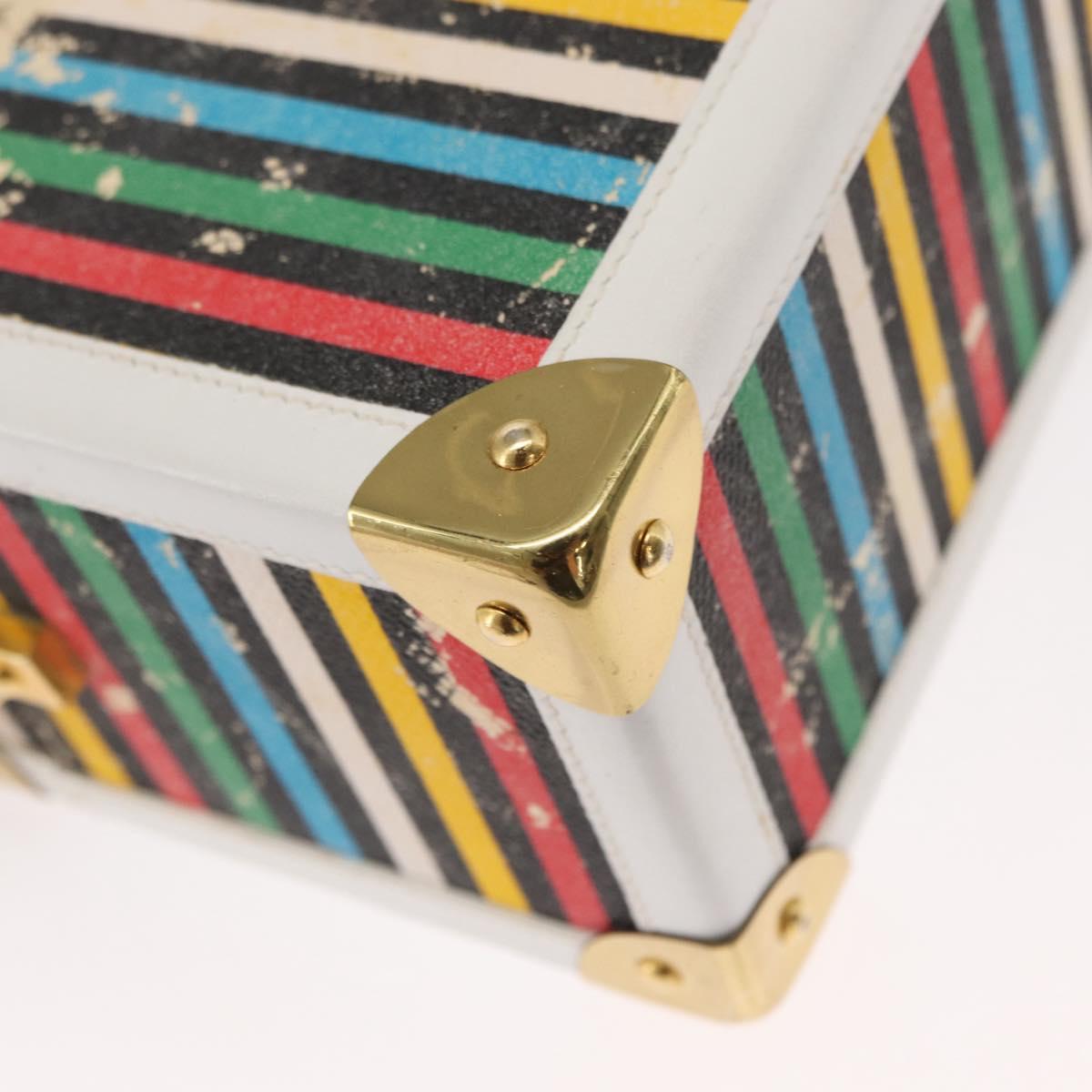 FENDI Vanity Hand Bag Leather 2way Multicolor Gold Auth 155071