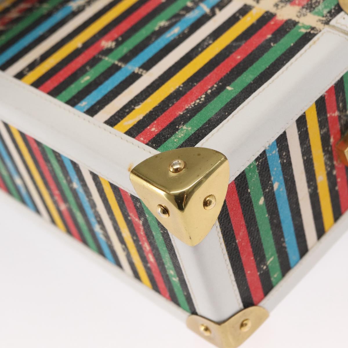 FENDI Vanity Hand Bag Leather 2way Multicolor Gold Auth 155071