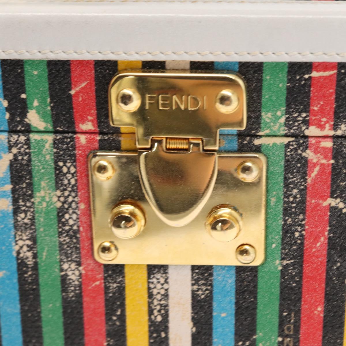 FENDI Vanity Hand Bag Leather 2way Multicolor Gold Auth 155071