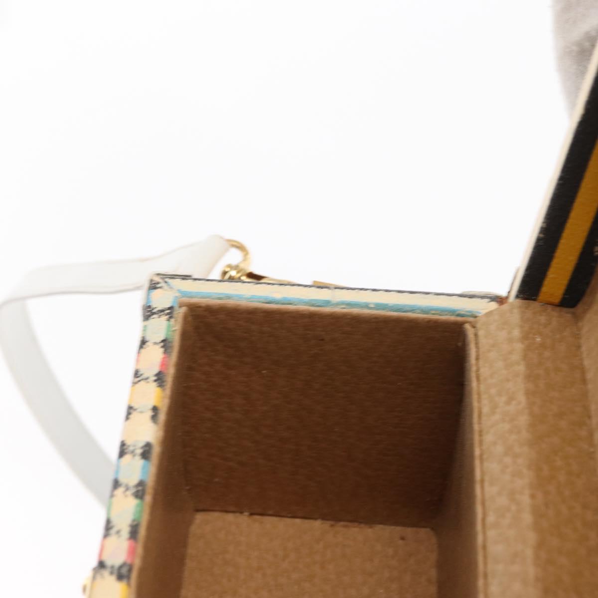 FENDI Vanity Hand Bag Leather 2way Multicolor Gold Auth 155071