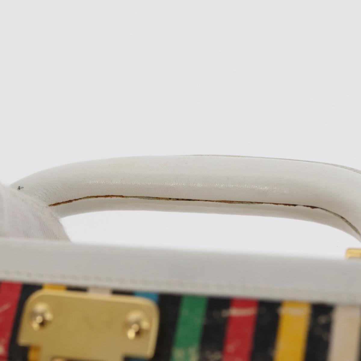 FENDI Vanity Hand Bag Leather 2way Multicolor Gold Auth 155071