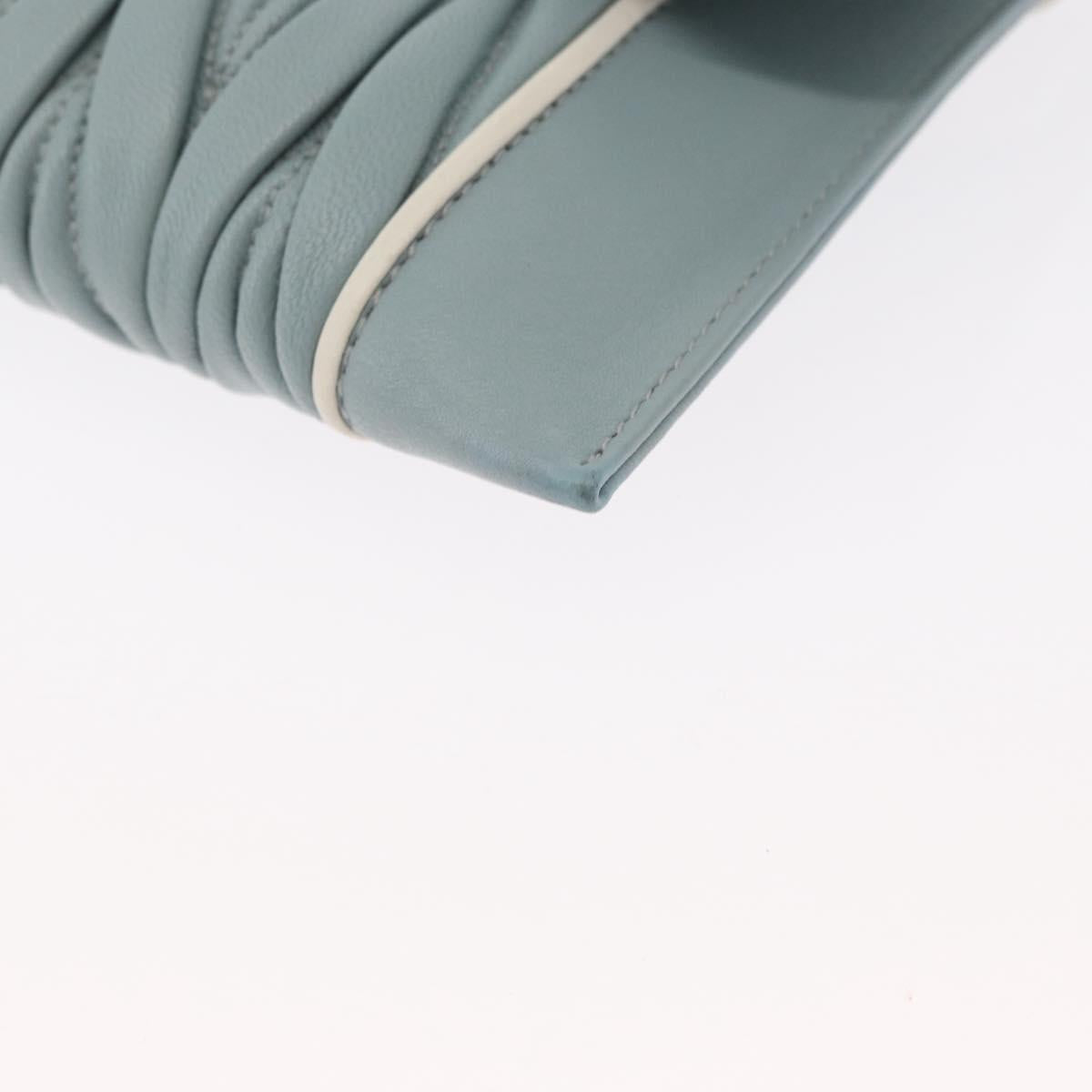 Miu Miu Matelasse Chain Shoulder Bag Leather Light Blue Silver Auth 155072