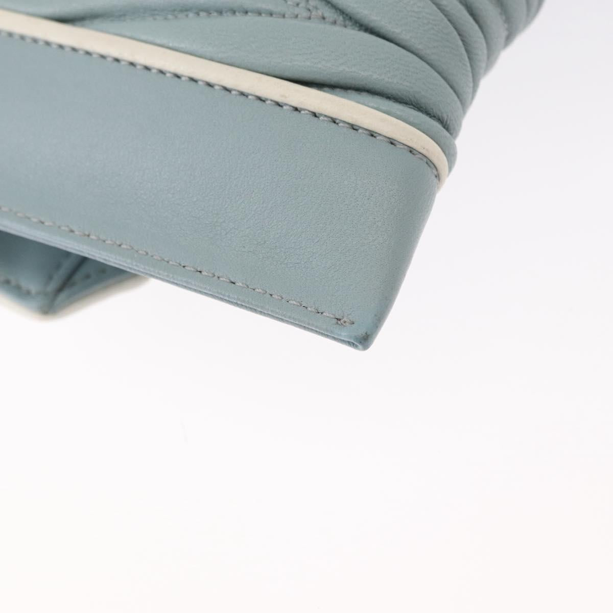 Miu Miu Matelasse Chain Shoulder Bag Leather Light Blue Silver Auth 155072