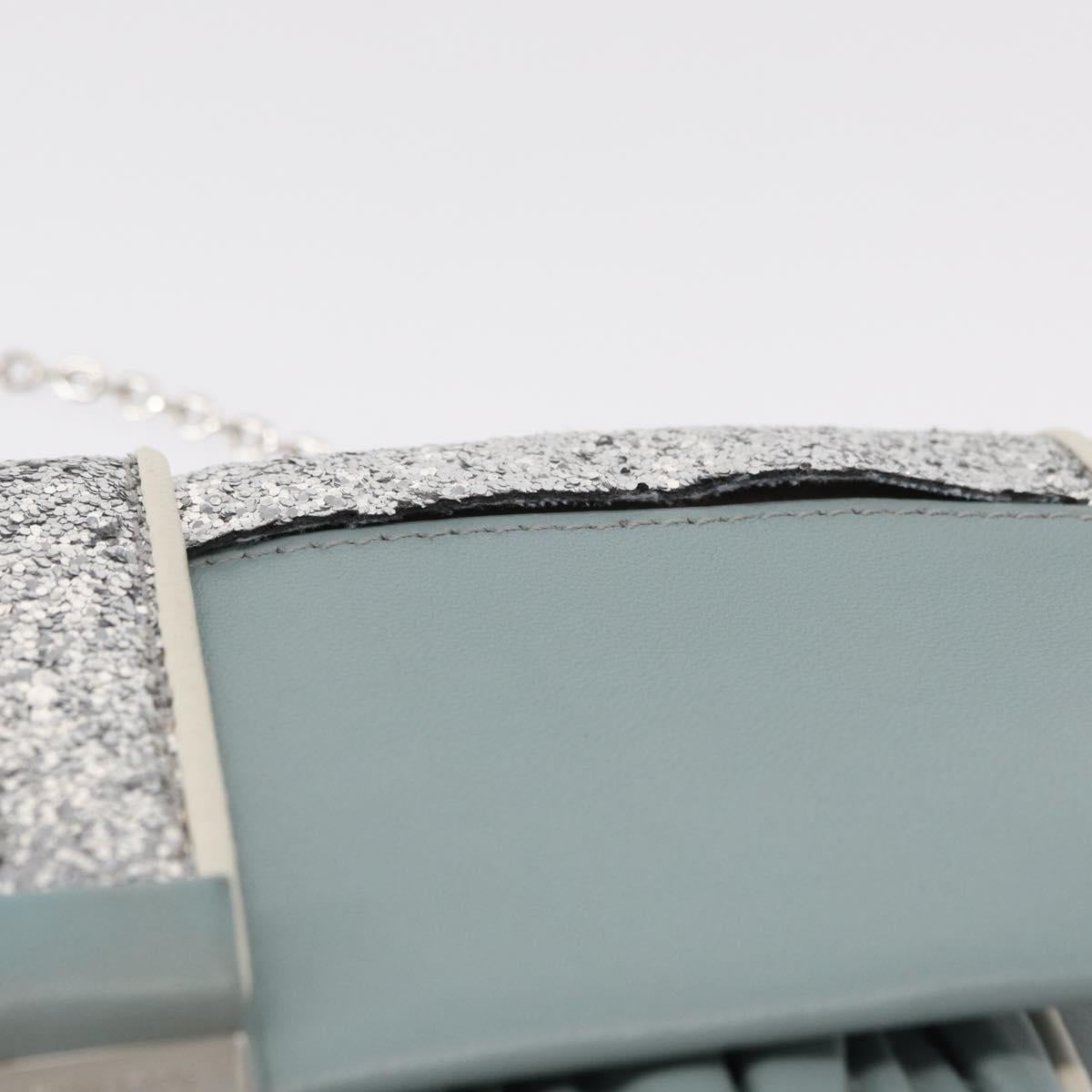 Miu Miu Matelasse Chain Shoulder Bag Leather Light Blue Silver Auth 155072