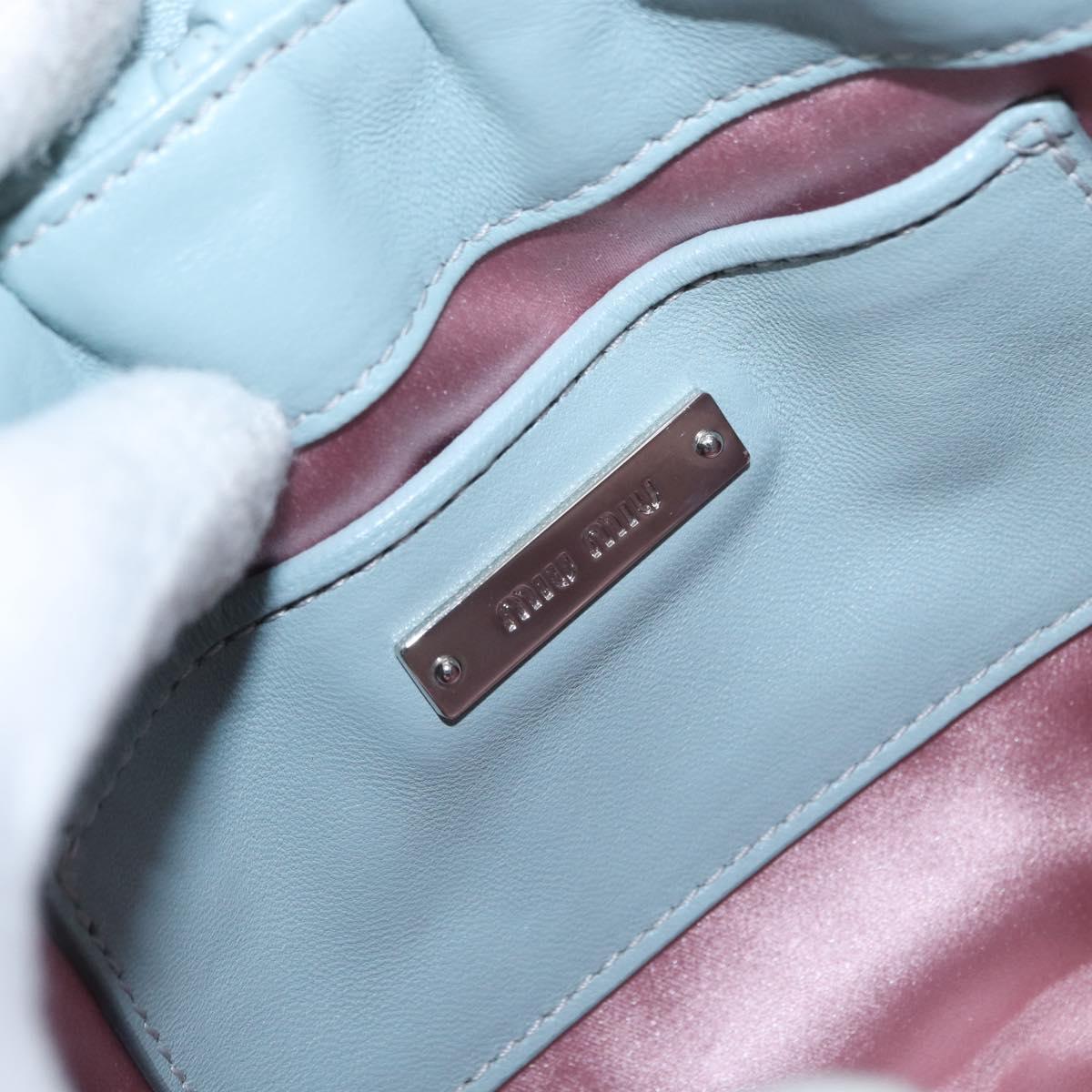 Miu Miu Matelasse Chain Shoulder Bag Leather Light Blue Silver Auth 155072