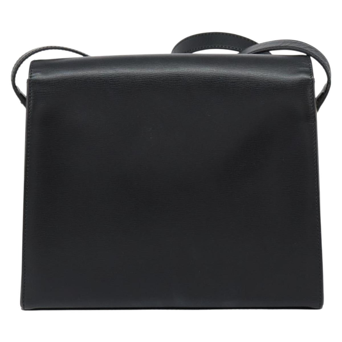 Christian Dior Shoulder Bag Leather Black Gold Auth 155073