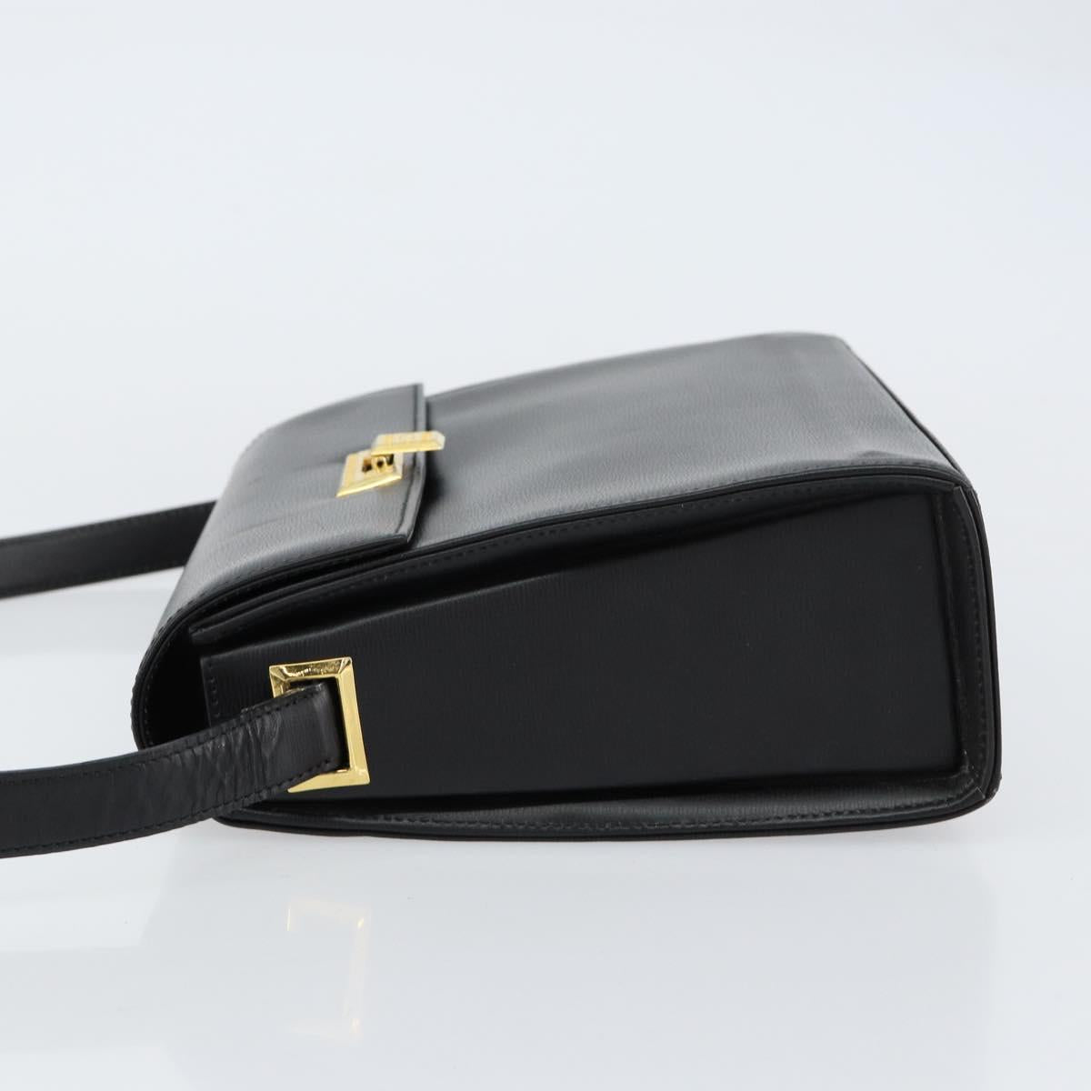 Christian Dior Shoulder Bag Leather Black Gold Auth 155073